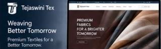 Tejaswini Tex textile site on a laptop