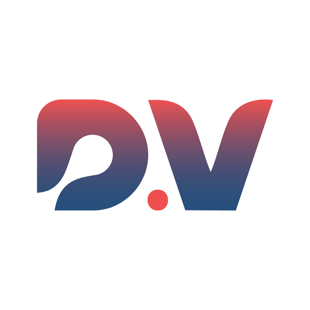 Design Venu branding logo with red and blue gradient, symbolizing creative design and brand identity